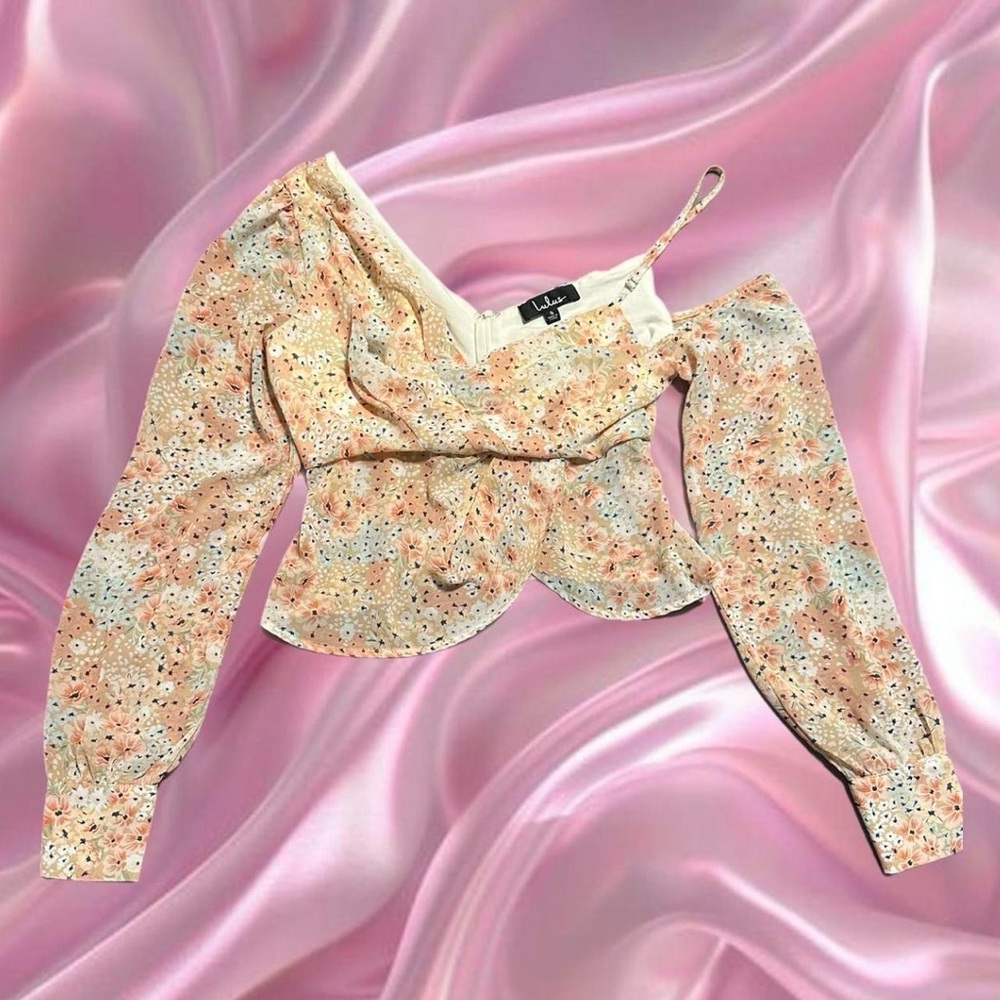 Lulu's Getting Flirty Peach Pastel Asymmetrical Blouse